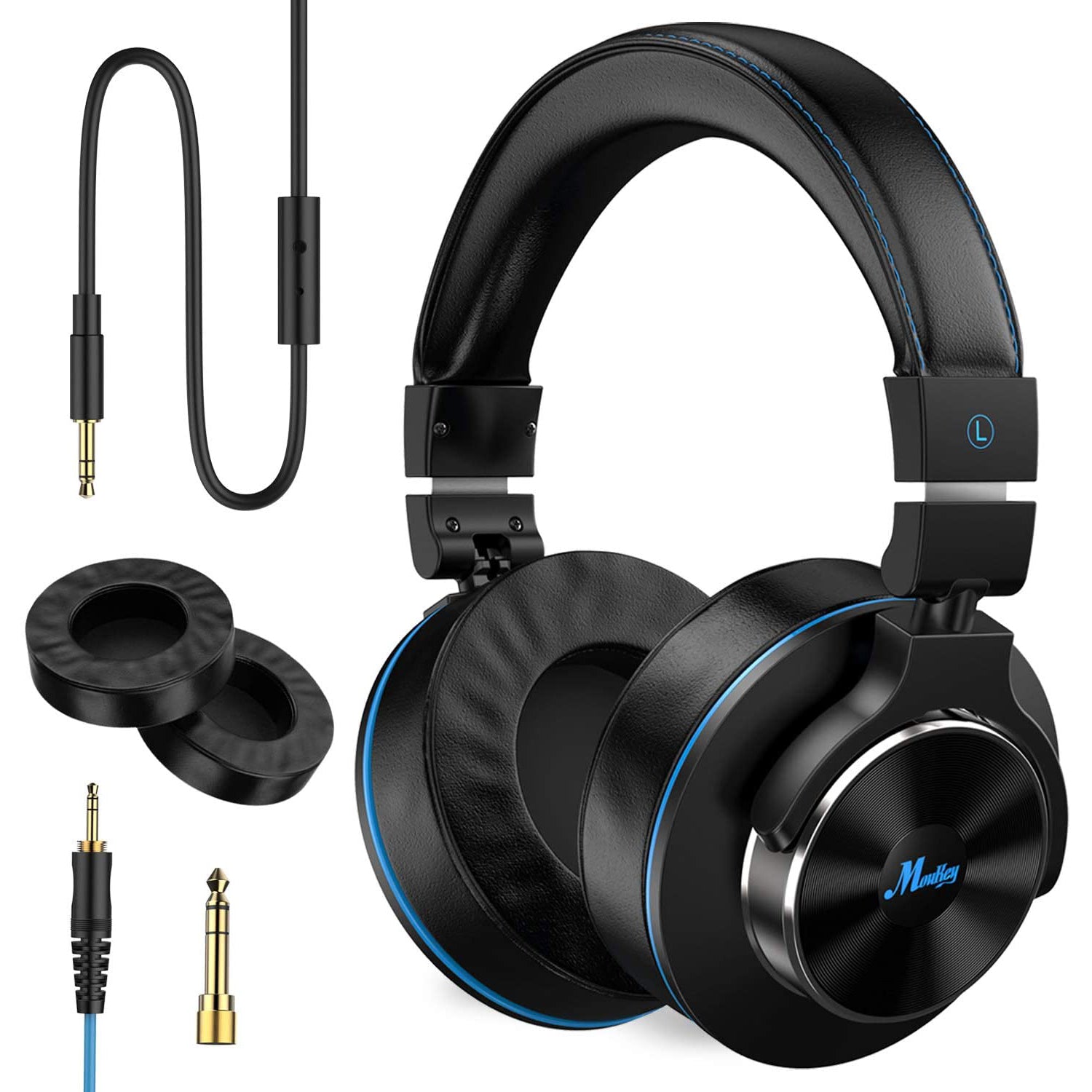 

Moukey Studio Headphones - Dj Headphones, Mixing DJ Stereo Headsets Wired Over Ear Headphones with 1/4 to 3.5mm for Home Amplifiers, Dj Equipment Electronic Instruments