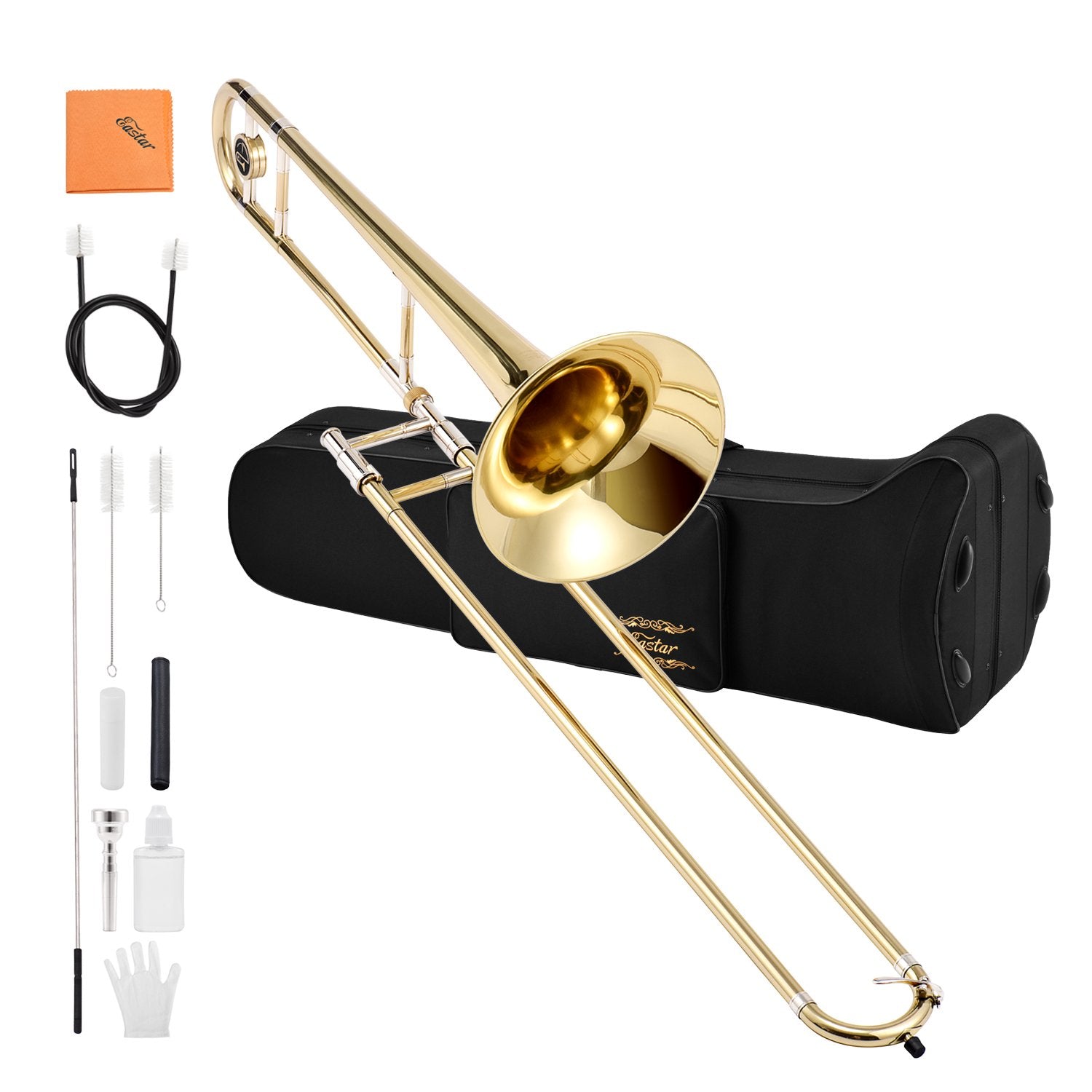 

Eastar ETB-330 Bb B-Flat Tenor Trombone for Beginners/Students with Carrying Bag Hard Case/Mouthpiece/Cleaning Kit/Gold Lacquer