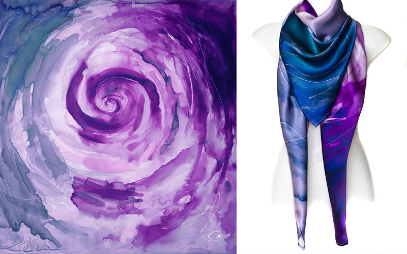 purple luxury scarf by Leona Lengyel