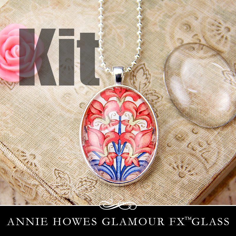 Glass & Pendant Tray Necklace Kit 22x30 Oval Cabochon Kit Annie Howes