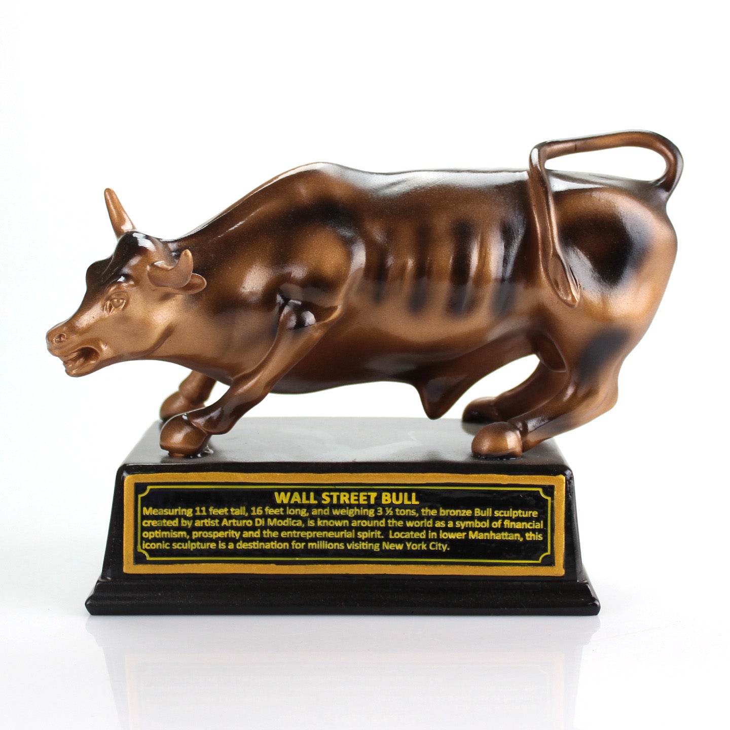 Medium 5 Official Licensed Bronze Wall Street Charging Bull Stock Market NYC Figurine Statue with Base