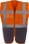 Colete Alta-Visibilidade c/ Bolsos BICOLOR ( 1/2 )-Laranja/Azul Marinho-S-RAG-Tailors-Fardas-e-Uniformes-Vestuario-Pro