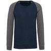 Sweatshirt BIO bicolor de homem com decote redondo e mangas raglan-French Navy Heather / Grey Heather-S-RAG-Tailors-Fardas-e-Uniformes-Vestuario-Pro