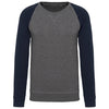 Sweatshirt BIO bicolor de homem com decote redondo e mangas raglan-Grey Heather / Navy-S-RAG-Tailors-Fardas-e-Uniformes-Vestuario-Pro
