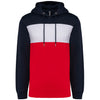 Sweatshirt rugby tricolor com capuz unissexo-Navy / White / Red-XS-RAG-Tailors-Fardas-e-Uniformes-Vestuario-Pro