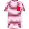 T-shirt às riscas estilo marinheiro de manga curta com bolso-White / Red Stripe-S-RAG-Tailors-Fardas-e-Uniformes-Vestuario-Pro