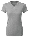 T-shirt com decote com botões eco-responsável de senhora "Comis"-Grey Marl-XS-RAG-Tailors-Fardas-e-Uniformes-Vestuario-Pro