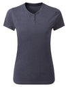 T-shirt com decote com botões eco-responsável de senhora "Comis"-Navy Marl-XS-RAG-Tailors-Fardas-e-Uniformes-Vestuario-Pro