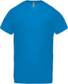 T-shirt de desporto de homem com decote em V de manga curta-Aqua Azul-XS-RAG-Tailors-Fardas-e-Uniformes-Vestuario-Pro