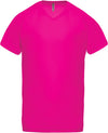 T-shirt de desporto de homem com decote em V de manga curta-Fuchsia-XS-RAG-Tailors-Fardas-e-Uniformes-Vestuario-Pro