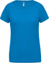 T-shirt de desporto de senhora com decote em V de manga curta-Aqua Azul-XS-RAG-Tailors-Fardas-e-Uniformes-Vestuario-Pro