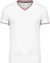 T-shirt de homem em malha piqué com decote V-Branco / Azul Marinho / Vermelho-S-RAG-Tailors-Fardas-e-Uniformes-Vestuario-Pro