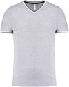 T-shirt de homem em malha piqué com decote V-Oxford Grey / Azul Marinho / Branco-S-RAG-Tailors-Fardas-e-Uniformes-Vestuario-Pro