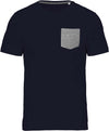 T-shirt em algodão biológico com bolso-Azul Marinho / Grey Heather-S-RAG-Tailors-Fardas-e-Uniformes-Vestuario-Pro