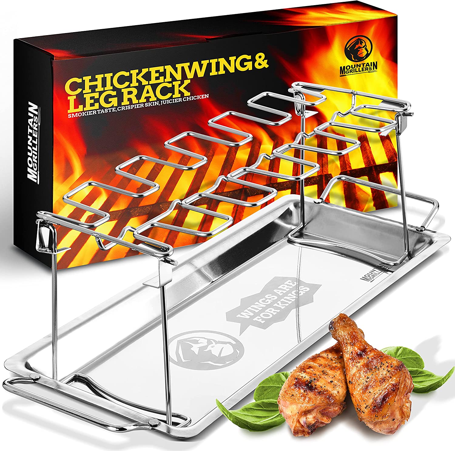 Details about   Stainless Steel Chicken Wing Leg Rack with Drip Tray Grill Durable AU Fo C2R8 