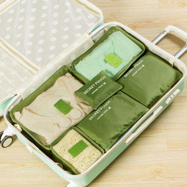 6Pcs Travel Luggage Packing Cube Organizer Pouch Clothes Storage Bags Waterproof 