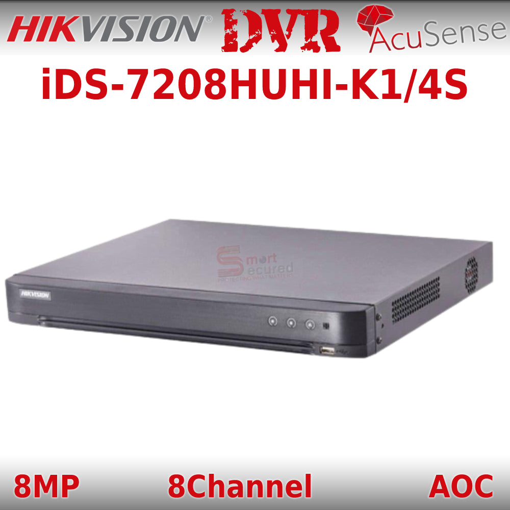 NO HDD Hikvision Hikvision IDS-7208HUHI-K1/4S AcuSense Turbo 8ch 4K 8MP DVR CCTV Recorder 