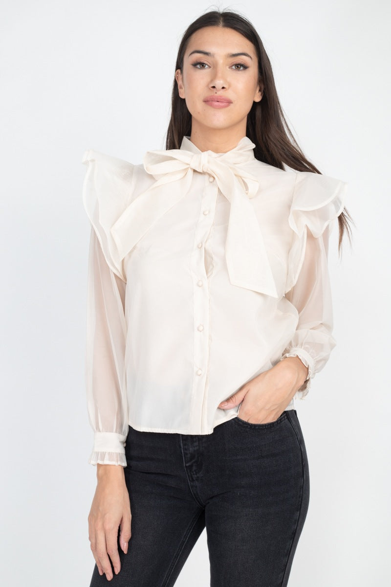 bow ruffle blouse