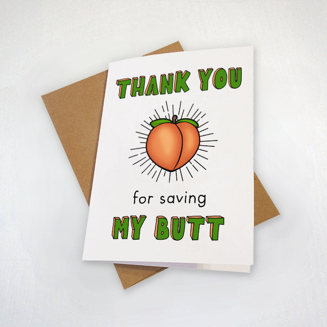 Peachy Thank You Card, Cute Thank You, Funny Thank You Card, Appreciat –  lettucebuildahouse