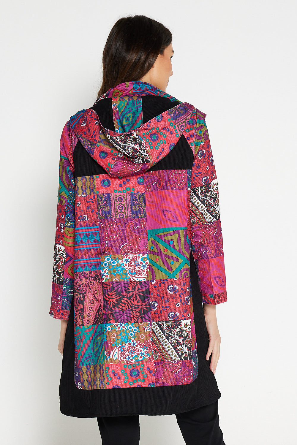 Bicheno Corduroy Coat - Magenta Patchwork