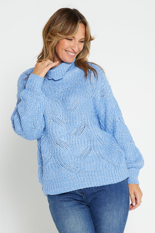 Millie Knit Jumper - Blue Fleck