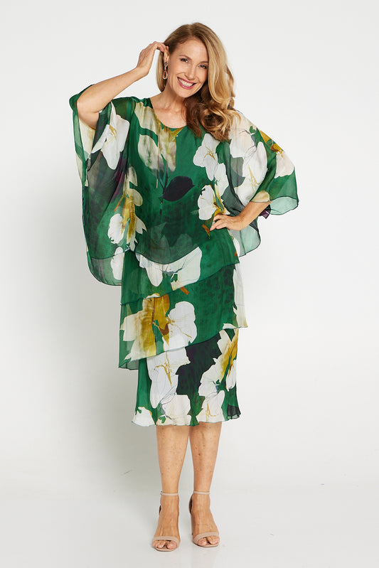 Alessandra Silk Dress - Dark Green