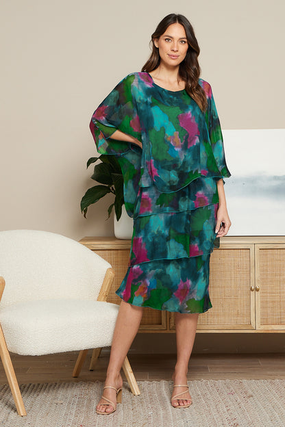 Alessandra Silk Dress - Jewel Watercolour