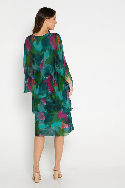 Alessandra Silk Dress - Jewel Watercolour