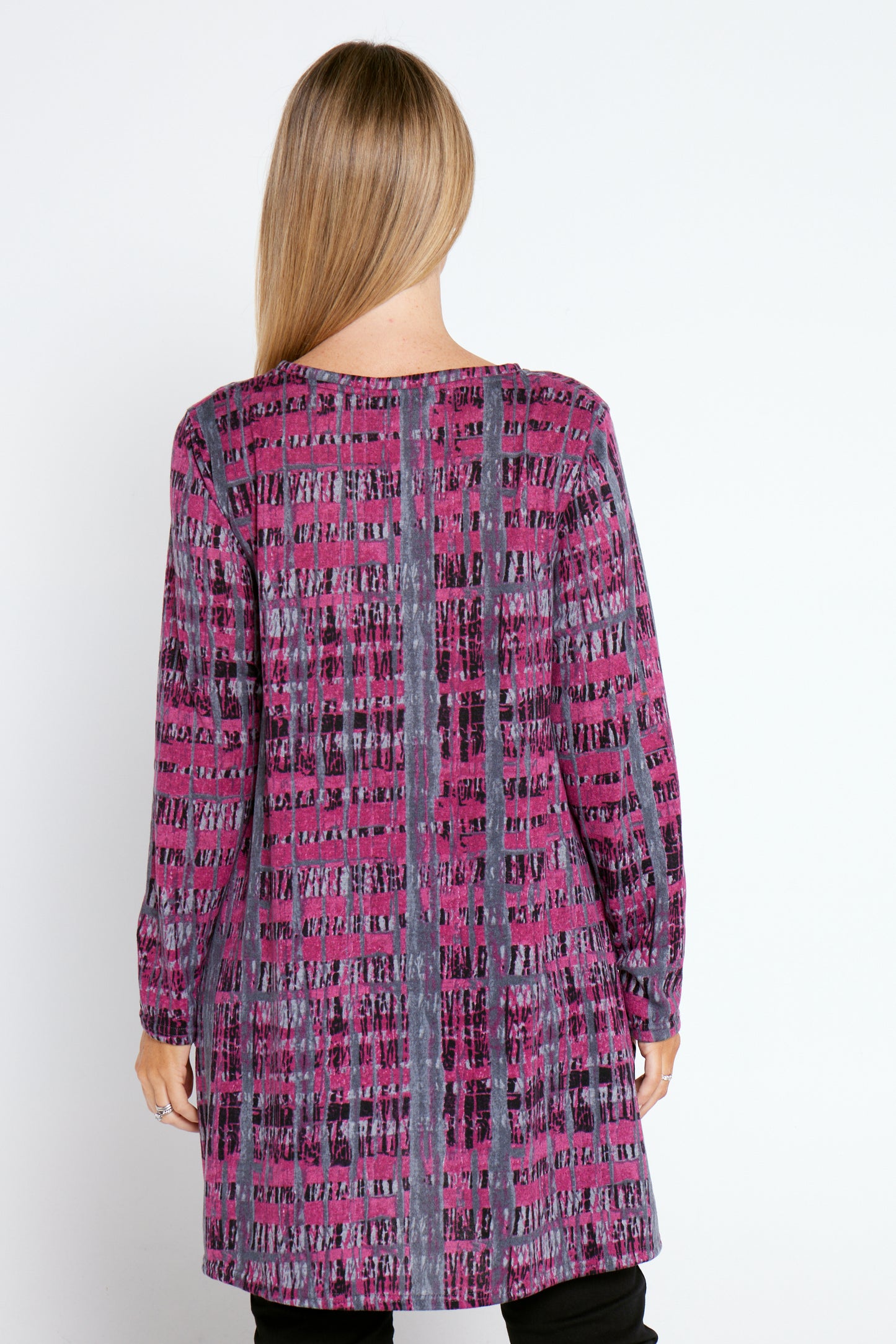 Barbara Knit Top - Magenta/Charcoal