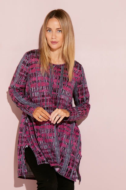 Barbara Knit Top - Magenta/Charcoal