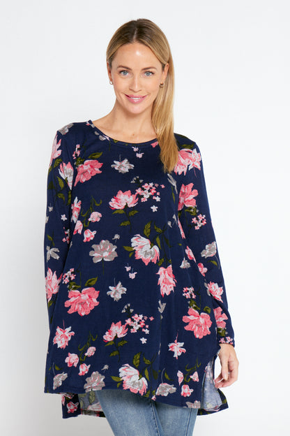 Barbara Knit Top - Navy Rose