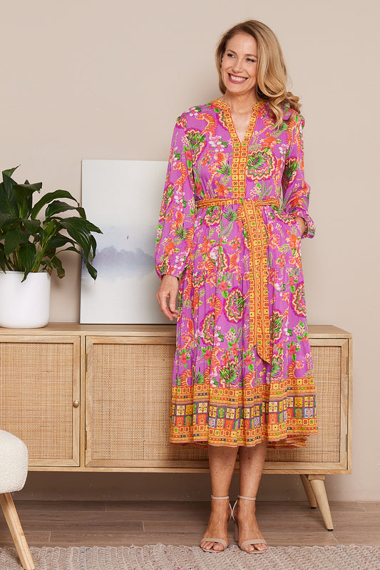 Bengal Magnolia Tiered Midi Dress