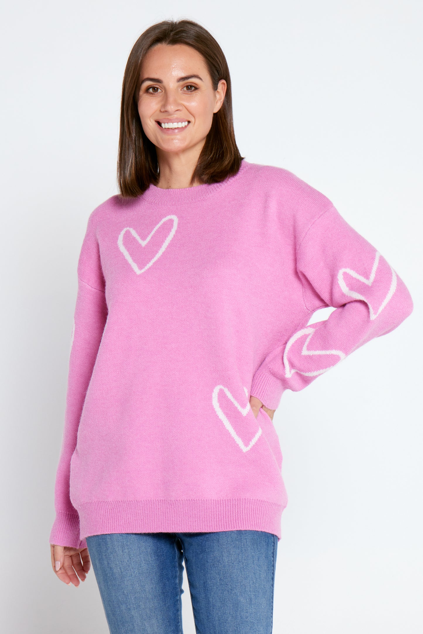 Cleo Knit Jumper - Pink Heart