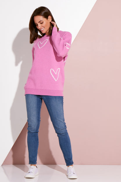 Cleo Knit Jumper - Pink Heart