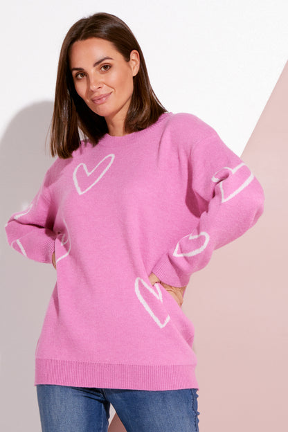 Cleo Knit Jumper - Pink Heart
