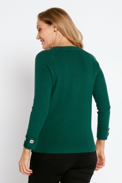 Yolanda Ribbed Knit Top - Green