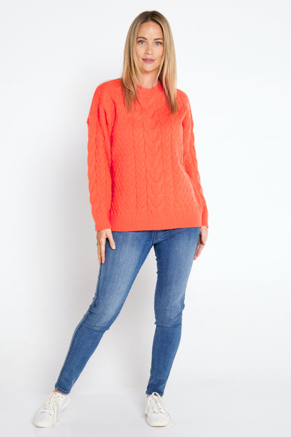 Diana Cable Knit Jumper - Orange