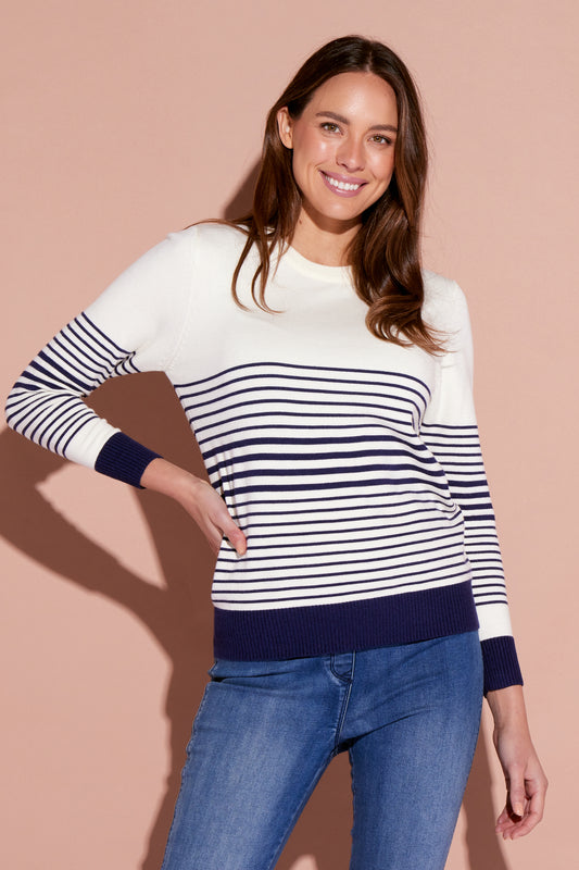 Dina Crew Knit Top - Stripe