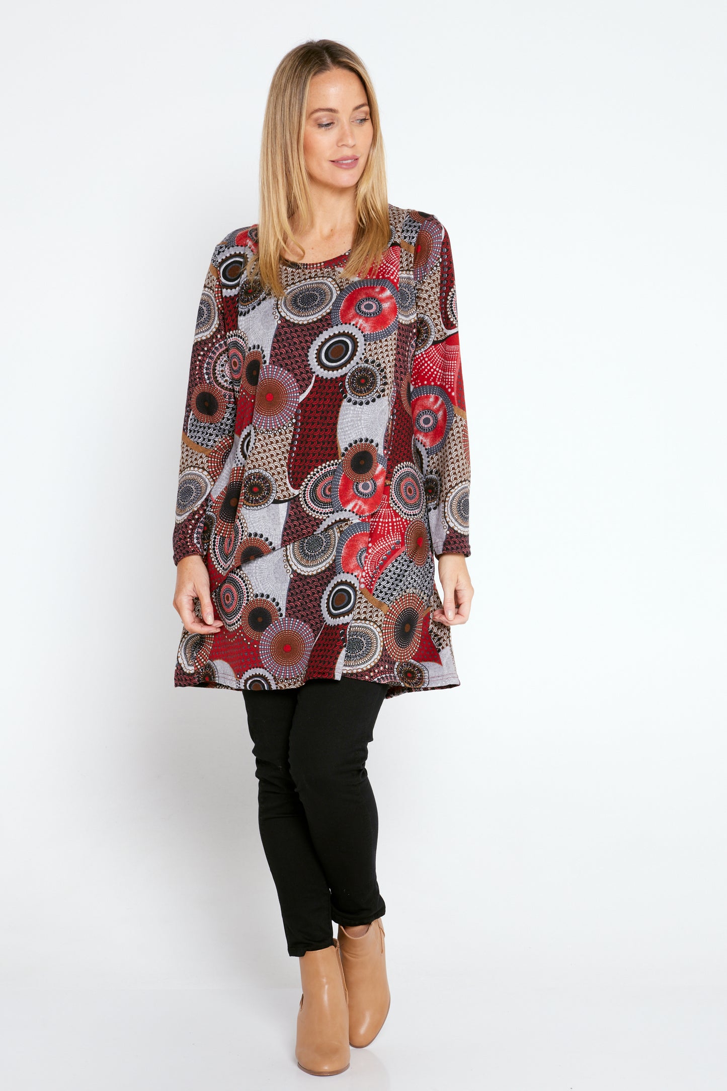 Divina Knit Tunic - Red Mandala