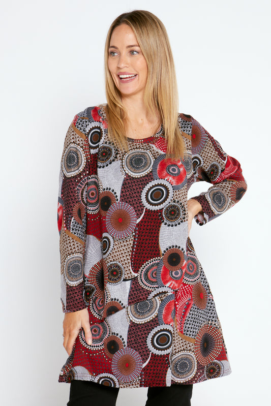 Divina Knit Tunic - Red Mandala