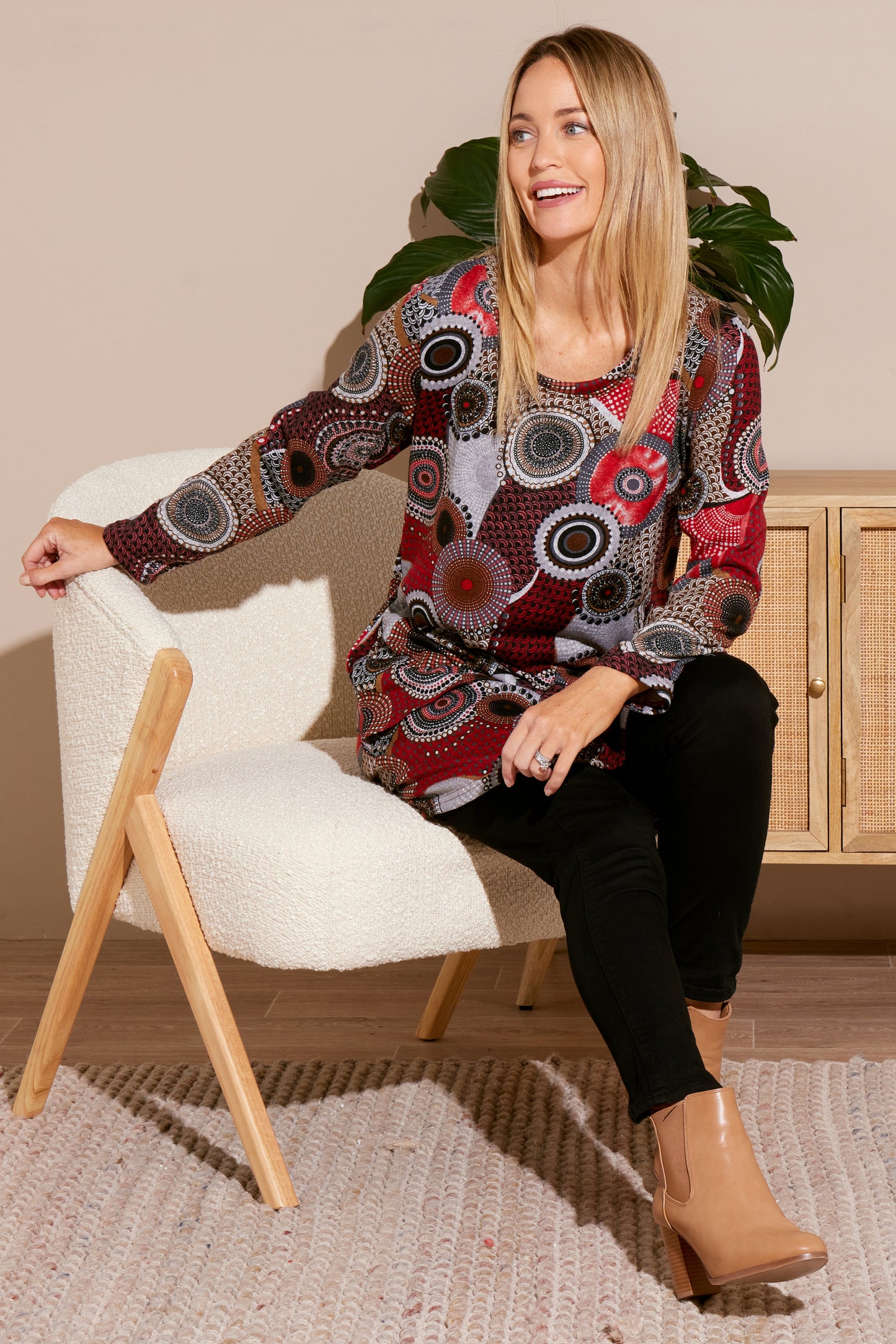 Divina Knit Tunic - Red Mandala