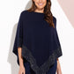 Elsa Rhinestone Poncho - Navy