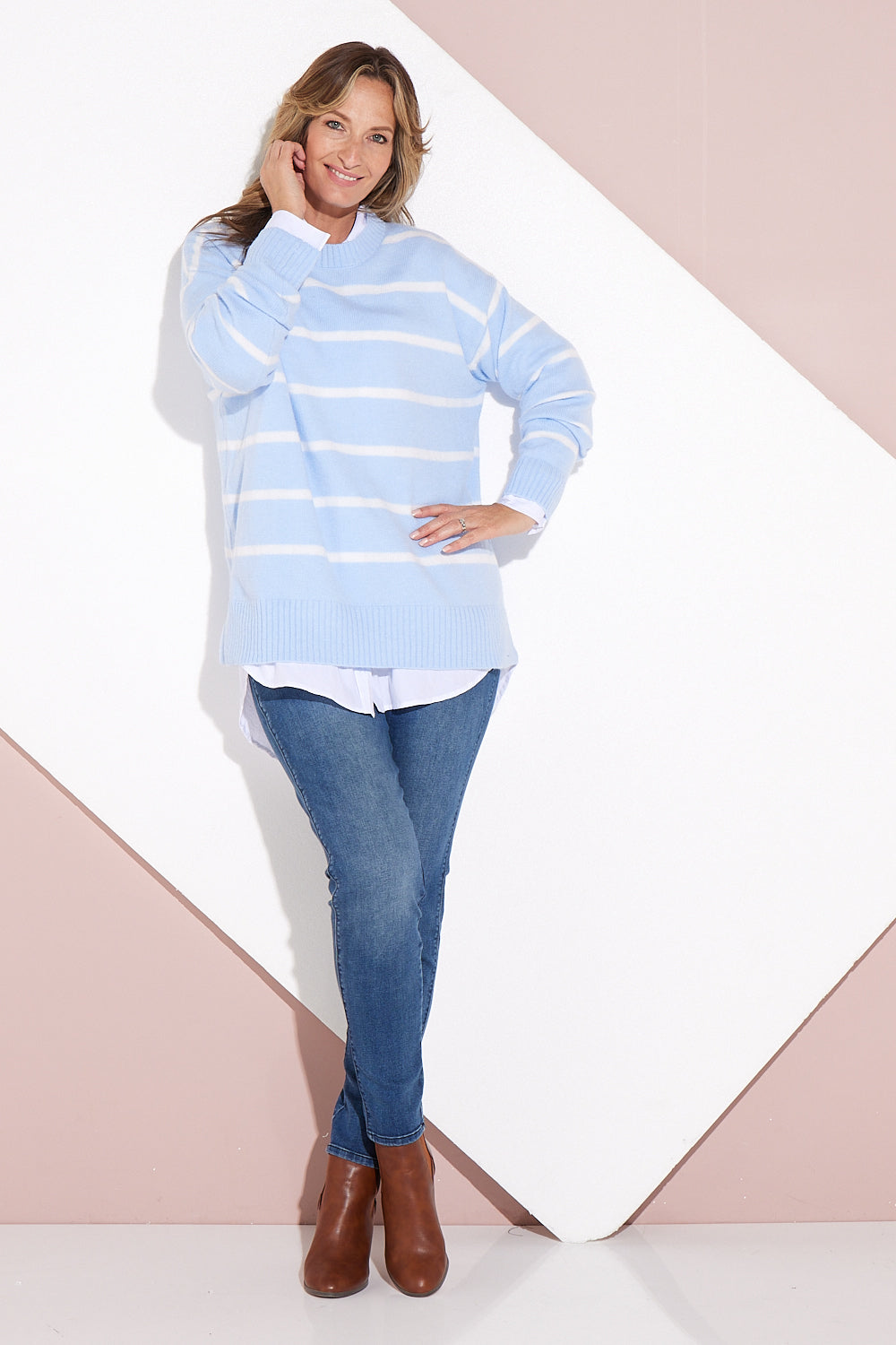 Kate Knit Jumper - Blue Stripe