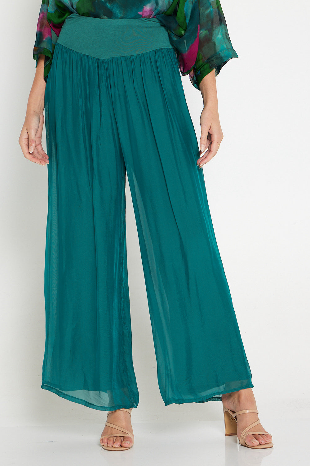 Arlette Silk Pants - Teal