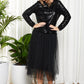 Leona Sequin Long Sleeve Top - Black