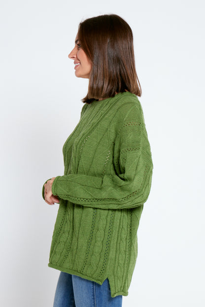 Lisa Cable Knit Jumper - Green