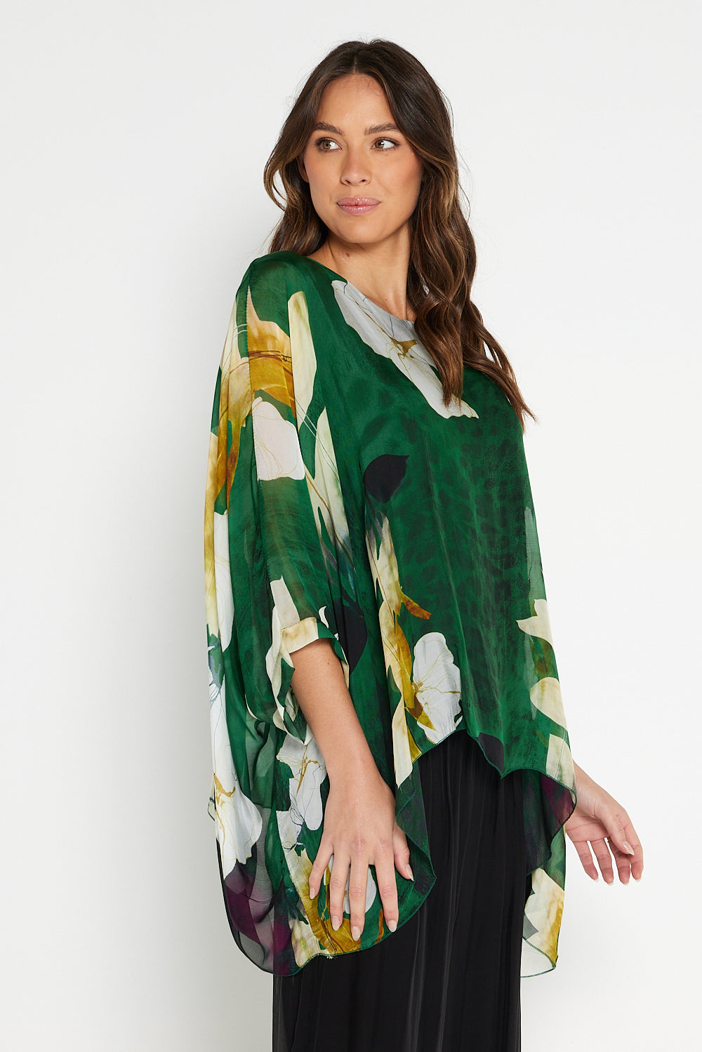 Luciana Silk Top - Dark Green