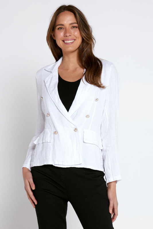 Renee Linen Blazer - Bianco