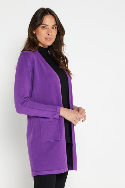 Salima Wool Blend Cardigan - Purple