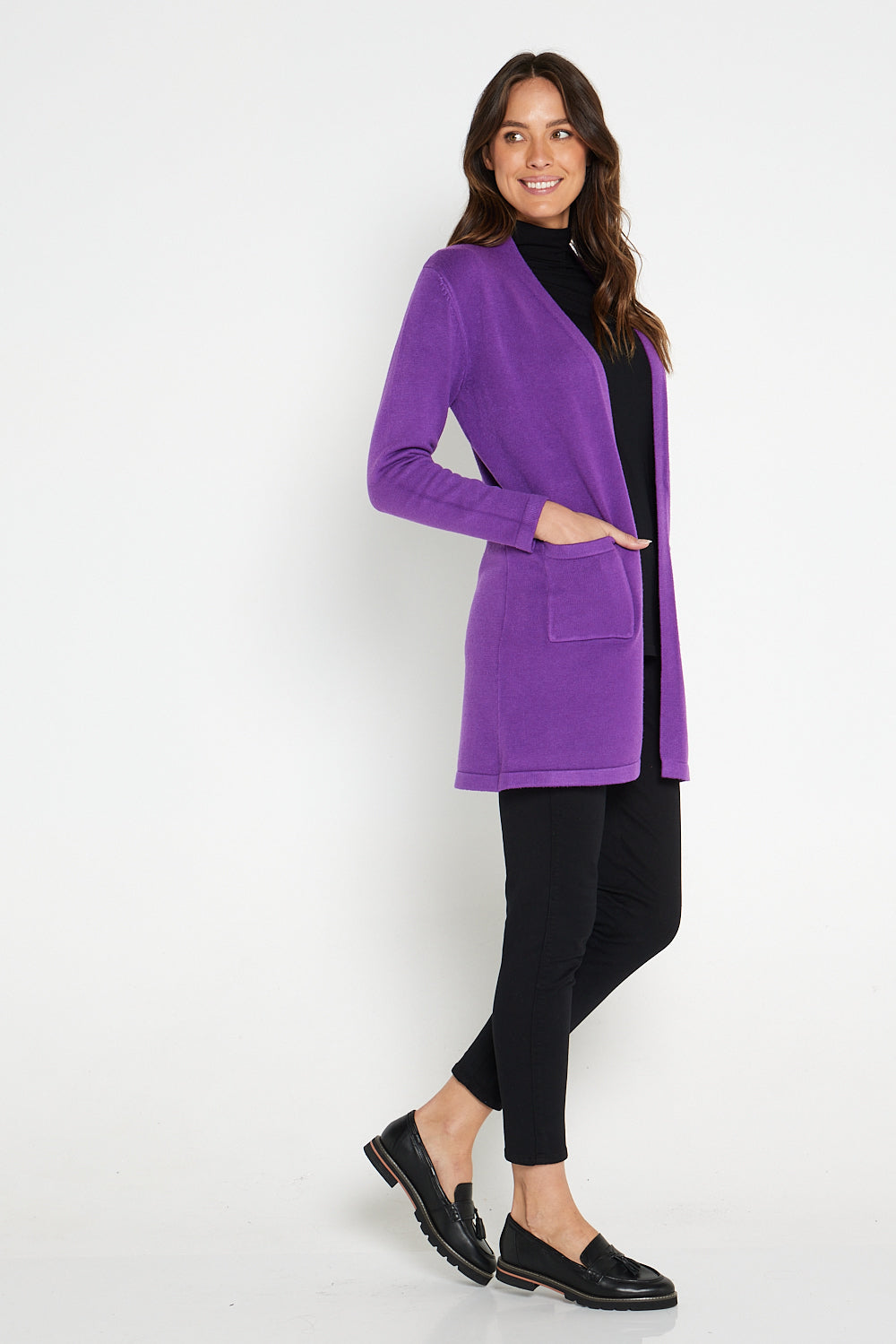 Salima Wool Blend Cardigan - Purple